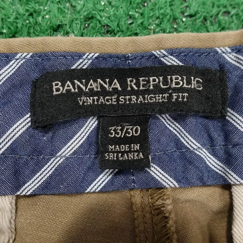 Banana Republic Pants Mens 33x30‎ Khaki Vintage Straight Fit Chino Stretch